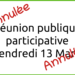 Annulation Réunion publique participative du vendredi 13 Mars 2020