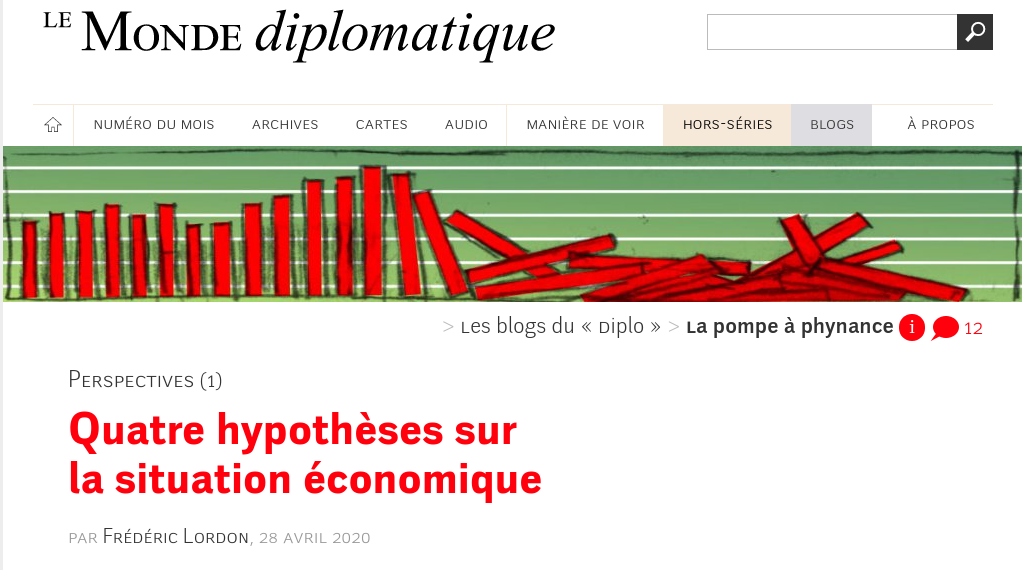 Quatre hypothèses économiques par Frédéric Lordon