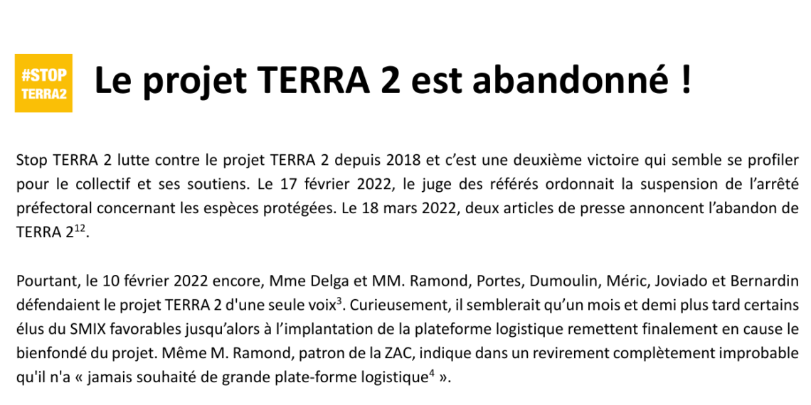 Terra 2 abandonné !