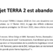 Terra 2 abandonné !