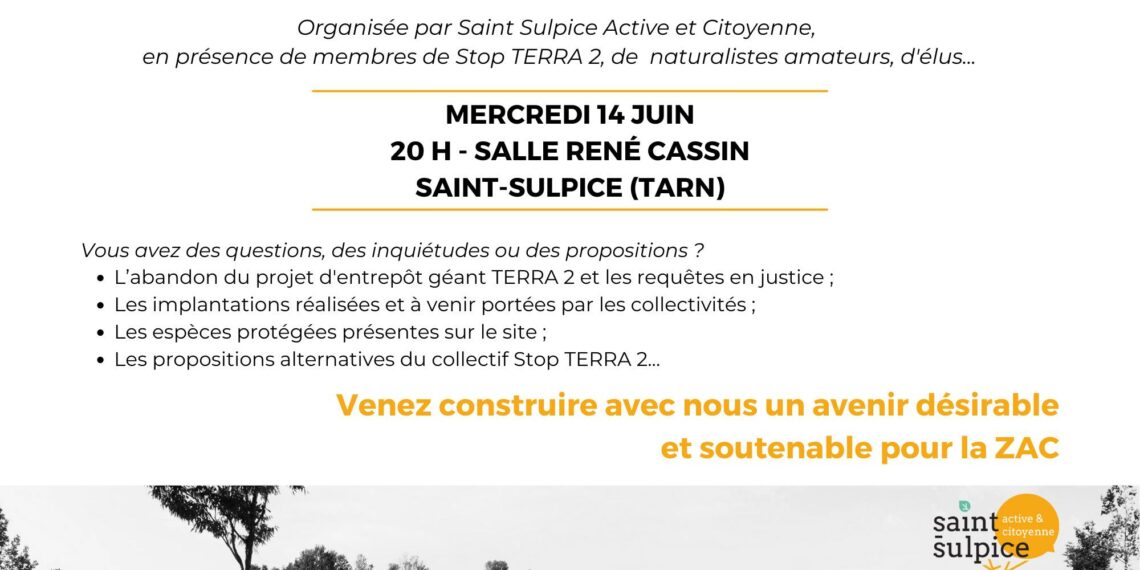 ZAC « LES PORTES DU TARN » – REUNION PUBLIQUE MERCREDI 14 JUIN