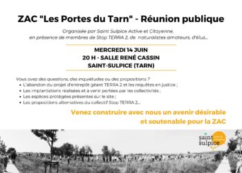 ZAC « LES PORTES DU TARN » – REUNION PUBLIQUE MERCREDI 14 JUIN