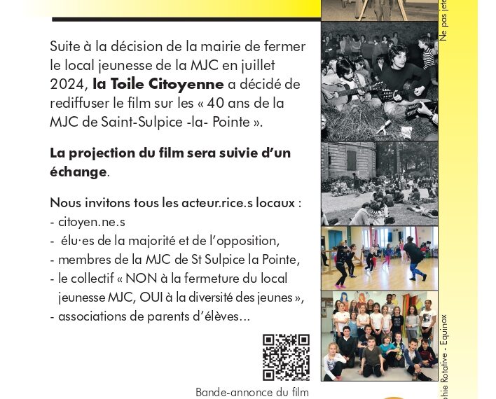 VENDREDI 29 SEPTEMBRE SALLE CASSIN-FILM SUR LES 40 ANS DE LA MJC !